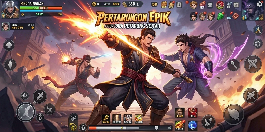 Gameplay seru dari 66D dengan pertarungan intens antar karakter.