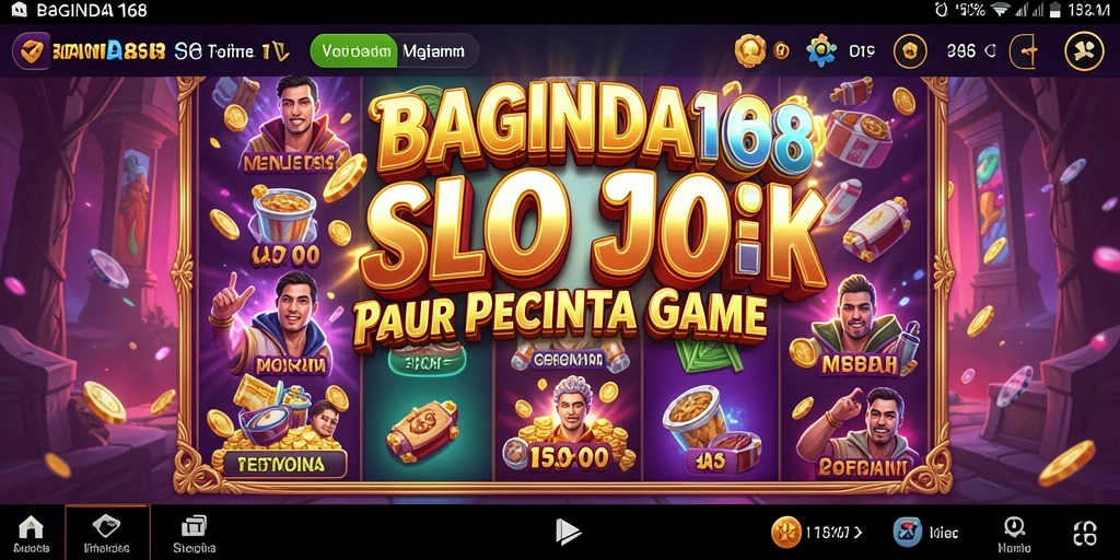 Screenshot menunjukkan gameplay menakjubkan dari BAGINDA168 dengan mesin slot berwarna-warni.