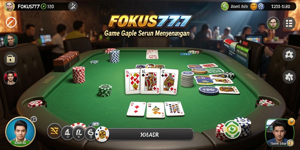 Screenshot FOKUS777 menampilkan momen seru permainan Gaple.