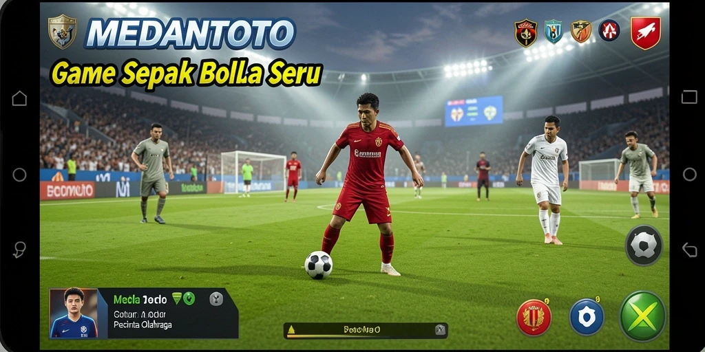 Tampilan gameplay MEDANTOTO yang menarik dan penuh aksi di lapangan sepak bola.