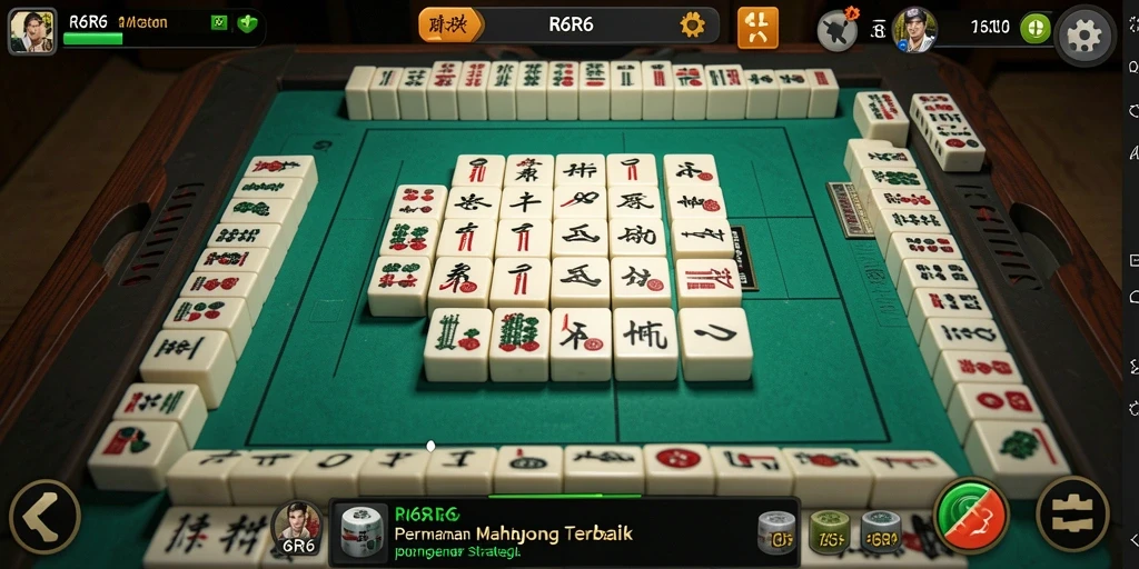 Tangkapan layar utama R6R6 menampilkan gameplay Mahjong yang dinamis.