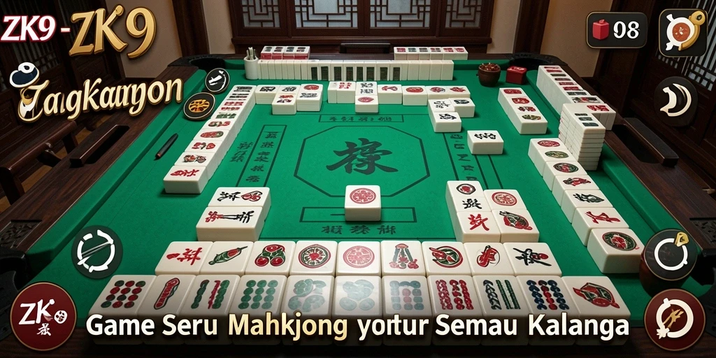 Screenshot gameplay ZK9 menampilkan tantangan Mahjong yang seru.